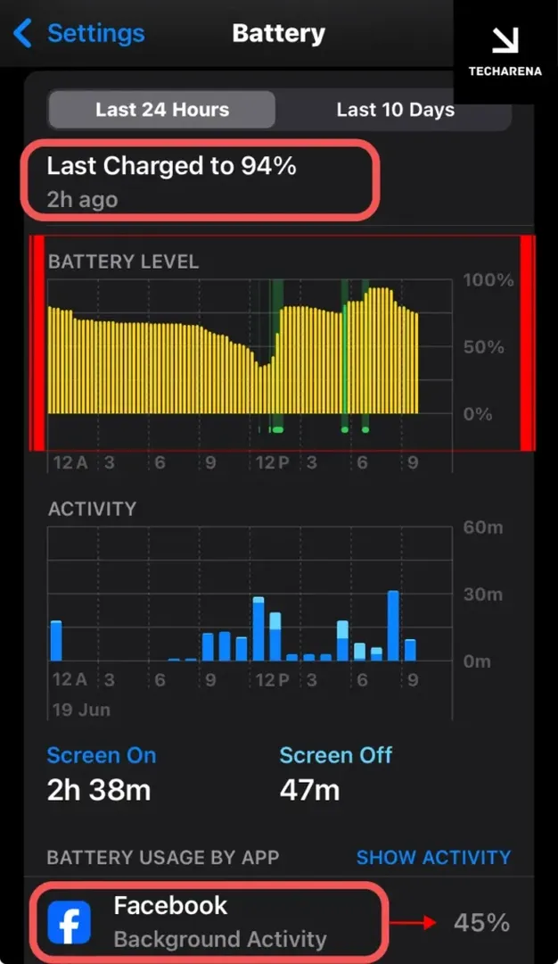 iPhone battery most consumed apps