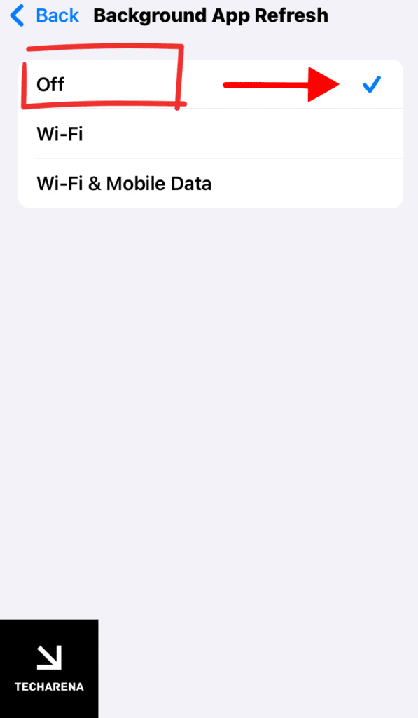 iPhone background app refresh turned off